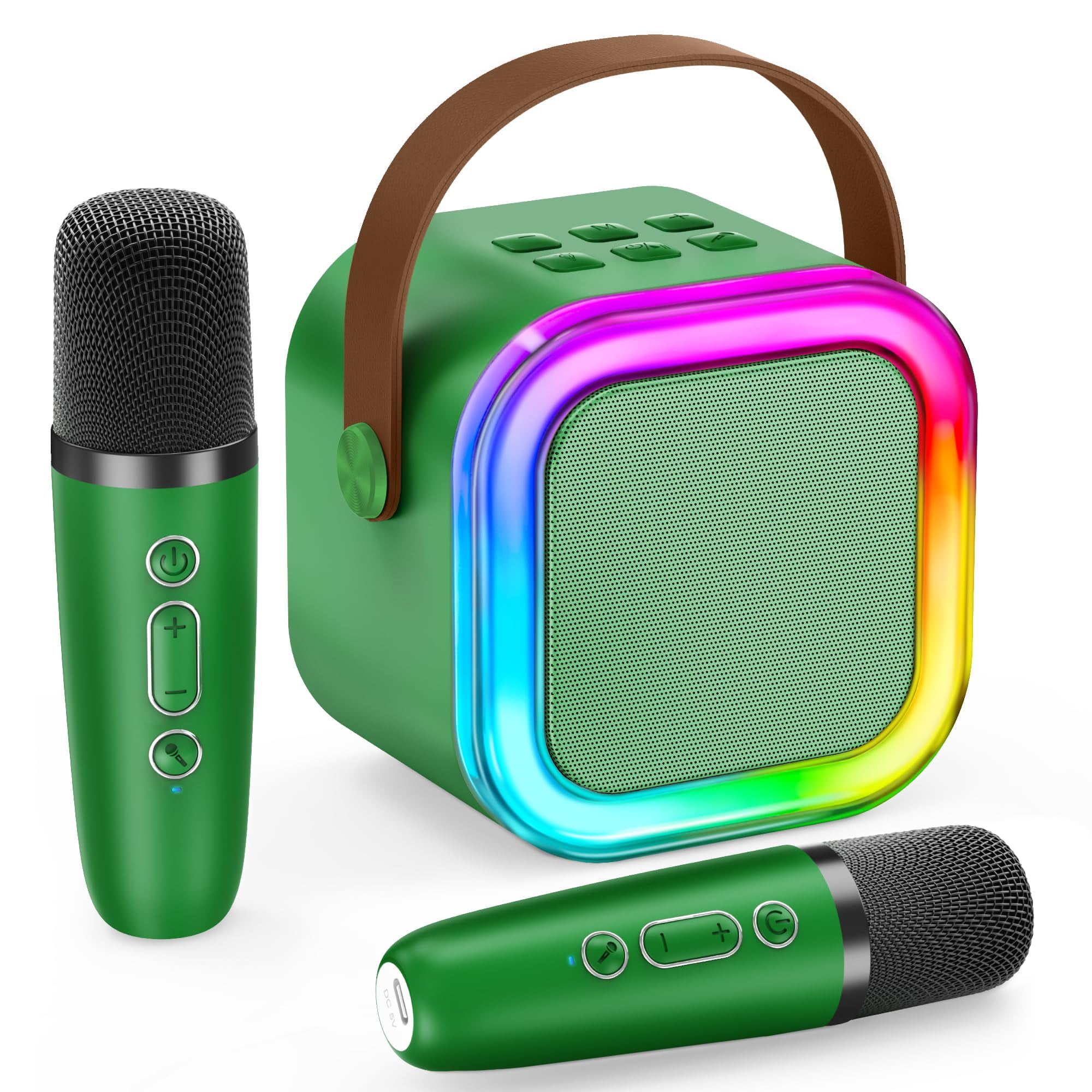 Karaoke Infantil Con 2 Micrófonos Inalámbricos Y Altavoz Bluetooth – Efectos De Voz, Luces LED, Batería Recargable, Regalo Para Niños De 3 A 12 Años