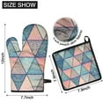 thumbnail image 6 of Pink and Blue Triangular Floral Boho Pattern Kitchen Oven Mitt and Pot Holder Sets 2 Pcs for Baking, Cooking and Grilling, Heat Resistant Up To 392 °F, 6 of 7
