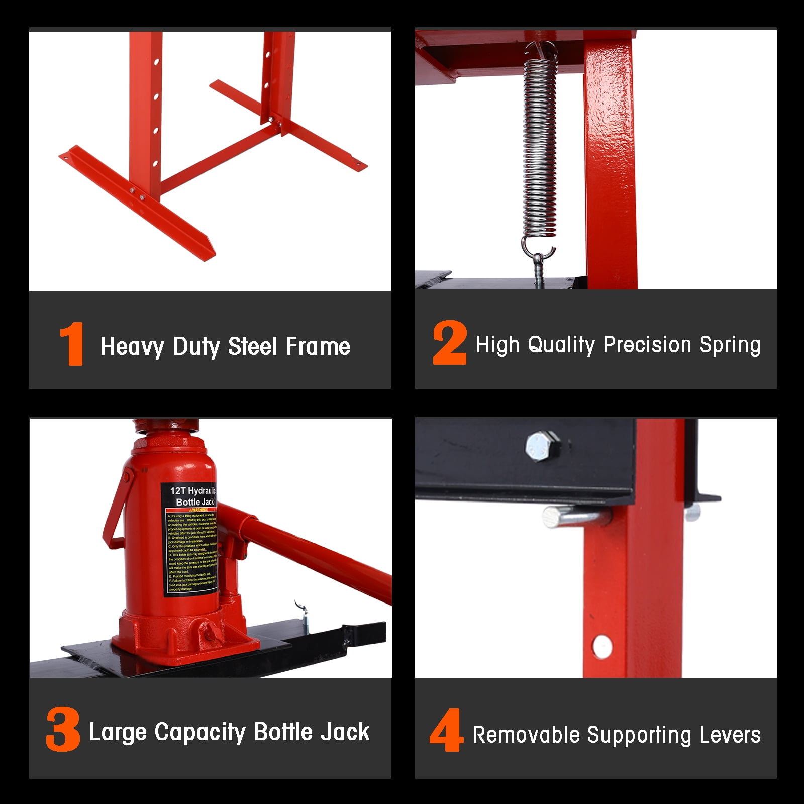 Big Red 12-Ton Low-Profile Shop Press with Stamping Plates