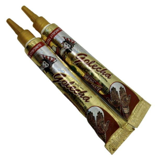 Henna Natural Golecha Para Tatuajes Temporales 2 Tubos Mehndi Colores a Escoger