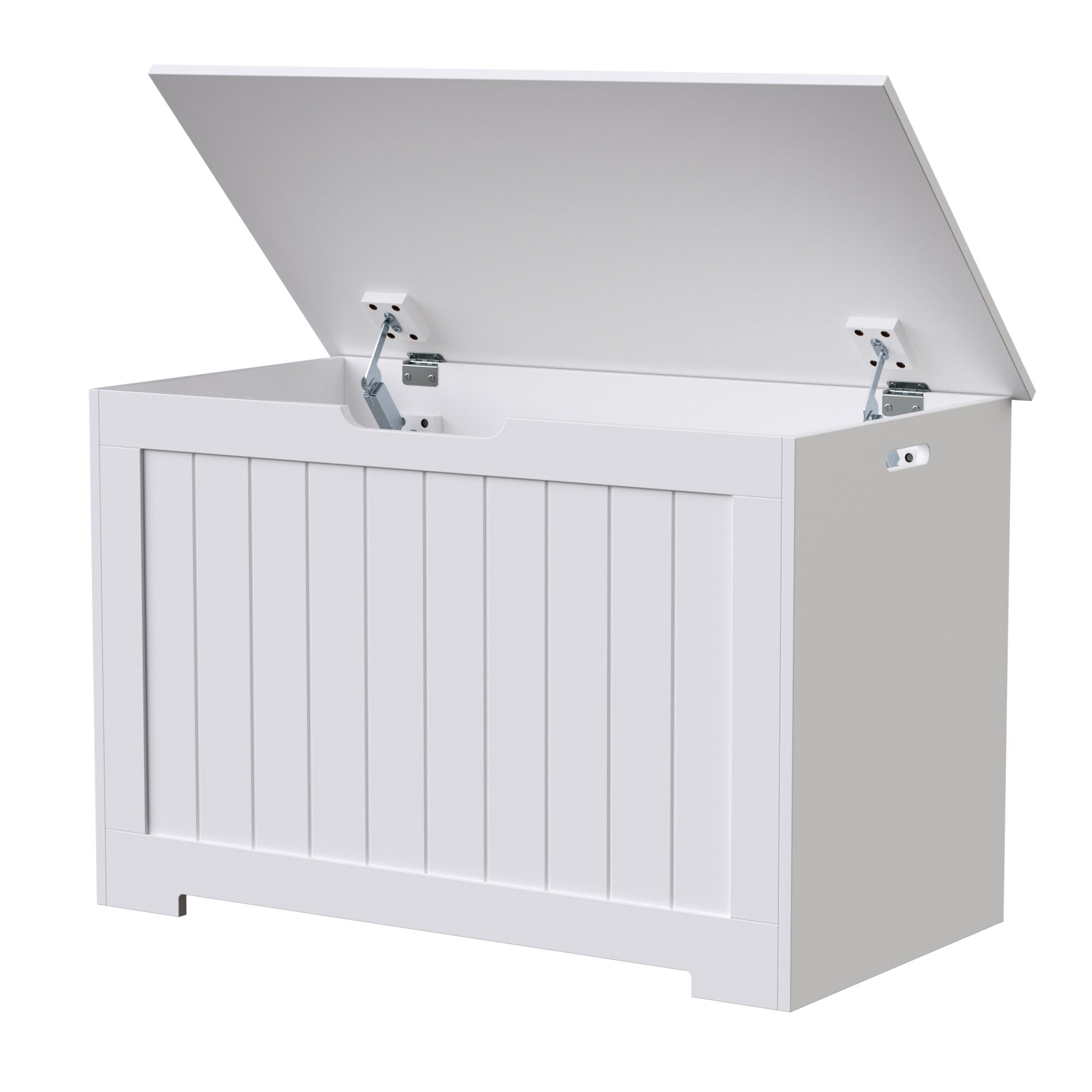 ZenSports 30'' Wooden Child Toy Box 150L Large Storage Chest MDF Organizer W/Safety Hinged Lid, White