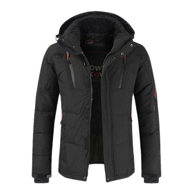 Guardoinrt Polyester Mens Duck Down Jacket For Ultimate Warmth And Style Wide Application Hooded Puffer Jacket black 4XL