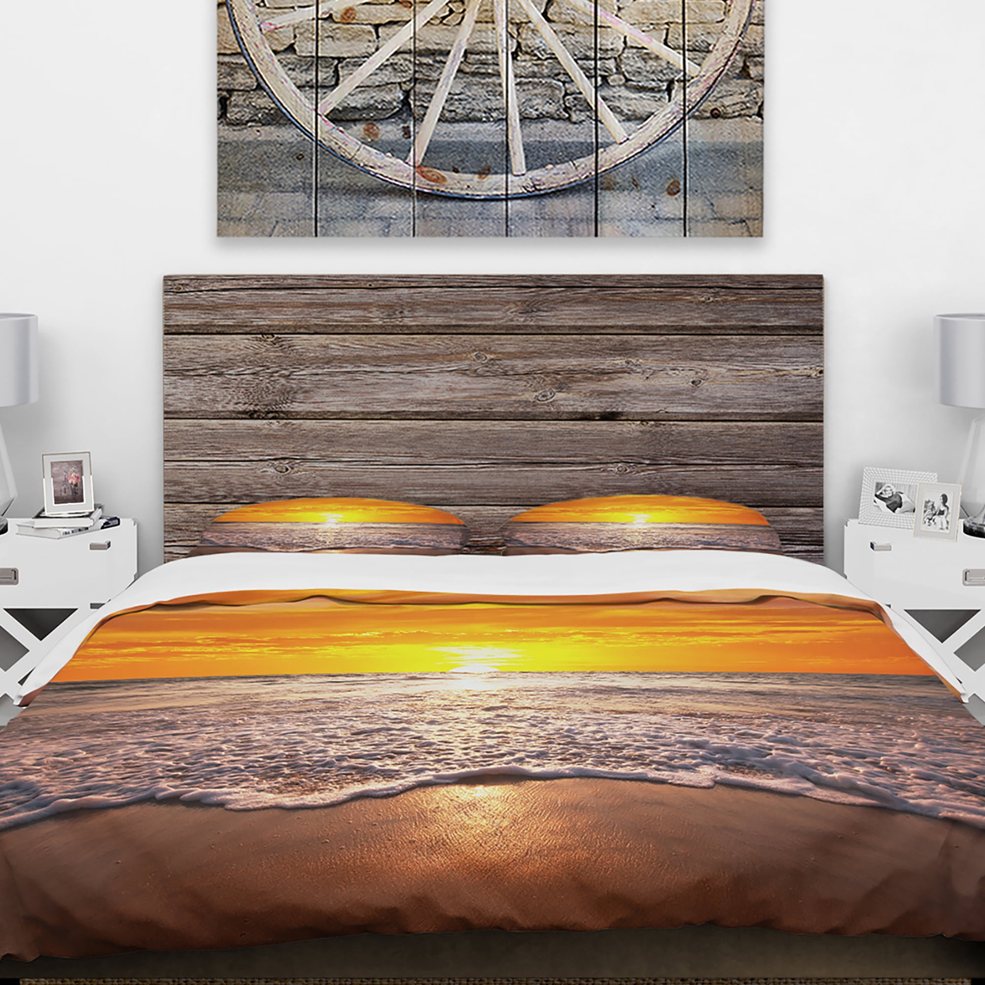 Designart 'Majestic Sunset with Foaming Waves' Seashore Duvet Cover Set