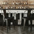 thumbnail image 3 of Emma + Oliver Distressed Copper Metal 24" High Counter Height Stools with Backs and Black Polystyrene Seats for Indoor/Outdoor Use, 3 of 12