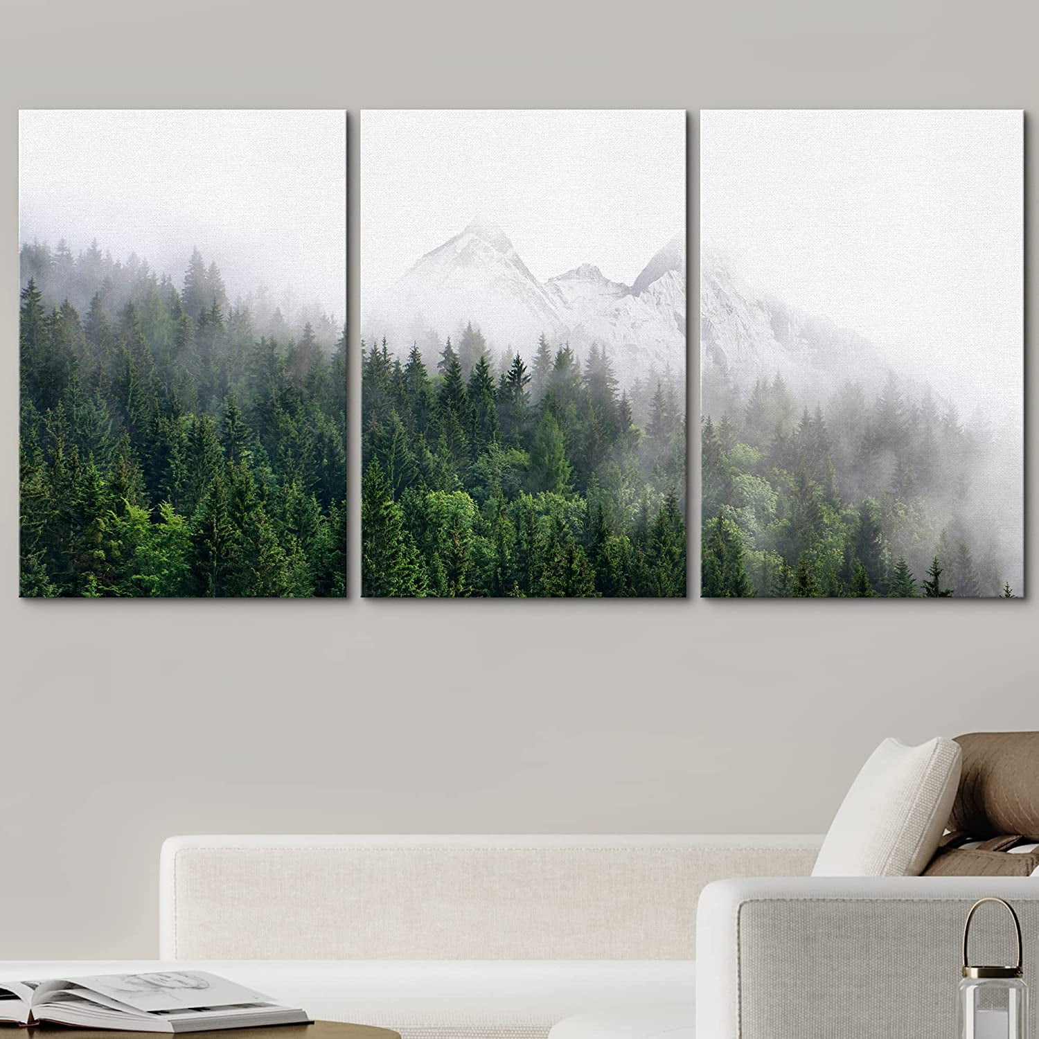 wall26 Wall Art Print Set Fog Over The Mountain Forest Nature Wilderness  Photography Modern Rustic Scenic Colorful Multicolor for Living Room,  Bedroom, Office 16