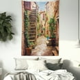 thumbnail image 3 of Tuscan Decor Wall Hanging Tapestry, View of an Old Mediterranean Street with Stone Rock Houses in Italian City Rural Culture Print, Bedroom Living Room Dorm Accessories, 40 X 60 Inches, by Ambesonne, 3 of 5