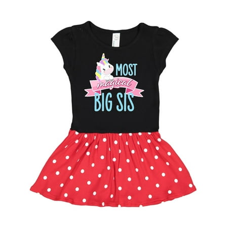 

Inktastic Most Magical Big Sis- cute unicorn Gift Toddler Girl Dress