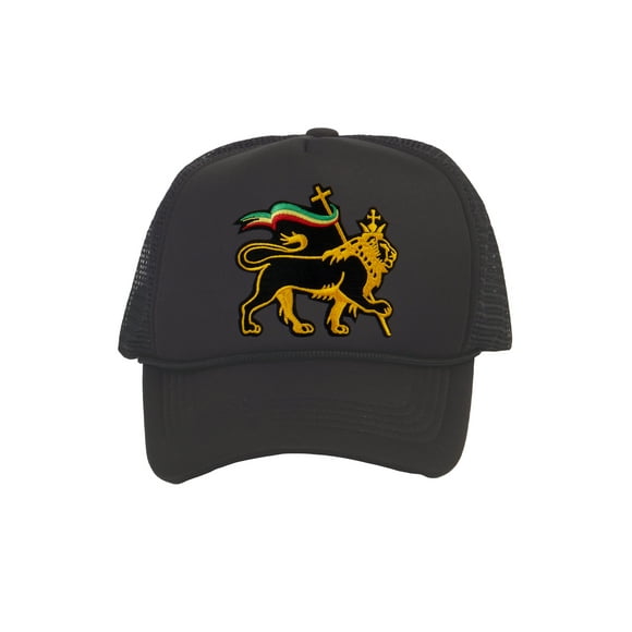 Rasta Lion of Judah Trucker Hat, Black