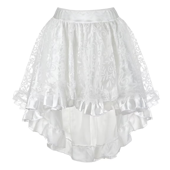 Women Gothic Skirt Fluffy Pleated Layered Tutu Skirts White 5XL