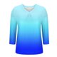 thumbnail image 5 of mfyjkho Tops Elegantes Para Mujer, Camiseta De Mujer De Moda Con Base Degradada De Color Sólido, Largo 3/4, Manga Tres Cuartos, Cuello En V Tops Para Hacer Ejercicio L, 5 of 6
