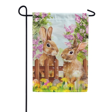 America Forever Welcome Spring Happy Easter Bunny Garden Flag 12.5 x 18 inch Double Sided Easter Eggs Rabbit Seasonal Yard Outdoor Holiday Decoration