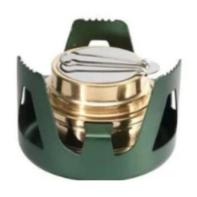 Réchaud à Alcool en Laiton Réglable avec Couvercle en Alliage d'Aluminium pour Camping en Plein Air Randonnée Cuisine Portable