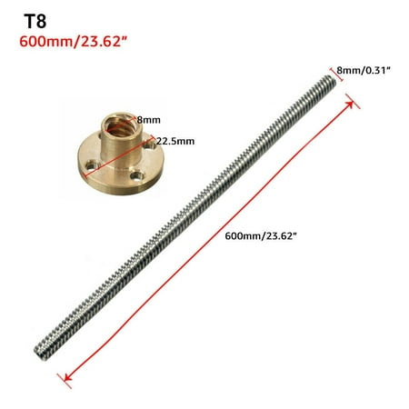 

T8 8mm Stainless-Steel Trapezoidal Lead Screw Rod With Brass Nut For 3D Printer