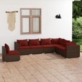 thumbnail image 1 of vidaXL 7 Piece Garden Lounge Set with Cushions Poly Rattan Brown, 1 of 4