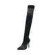 thumbnail image 4 of Botas de tacón alto por encima de la rodilla Stiletto Botas de diamantes brillantes Botas elásticas de diamantes de imitación para mujer (Negro Talla 43 EU41 US14 UK7), 4 of 5