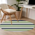 thumbnail image 4 of Round Area Rug 3.3 Ft, Green Gray Striped Washable Non-Slip Circle Carpet for Living Room/Bedroom, Farmhouse Stripes Modern Abstract Art Low-Profile Small Kitchen Mats Collection Rugs for Indoor, 4 of 8