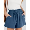 thumbnail image 3 of Linen Shorts for Women Casual High Waisted Wide Leg Drawstring Cute Summer Beach Shorts 2024 Fashion Vacation Outfit, 3 of 8
