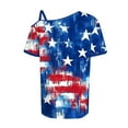 thumbnail image 4 of Ichuanyi Womens Shirts , Off Shoulder Women Fashion Loose Blouse Star Stripe Independence Day Printed T-Shirt, 4 of 5