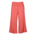 thumbnail image 5 of FINALGANG Womens Fold Over Waist Cropped Wide Leg Yoga Pants Solid Color Soft Stretchy Casual Loose Fit For Loungewear Yoga Daily Activities Brick Red S, 5 of 5