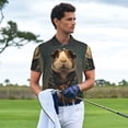 thumbnail image 3 of Honeii Lotus Leaf Starry Sky Guinea Pig print Polo Shirt, a classic short-sleeved, button-down golf shirt designed for menX-Large, 3 of 6