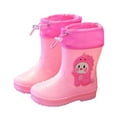 thumbnail image 5 of KPOPLK Kids Toddler Rain Boots Waterproof Easy On Pull-On Handles Lightweight Cute Cartoon Print Non-Slip Sole Outdoor Play Shoes(Pink,10), 5 of 5