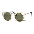 thumbnail image 2 of Womens Metal Bat Shape Cat Eye Round Circle Lens Sunglasses Silver Gold, 2 of 4