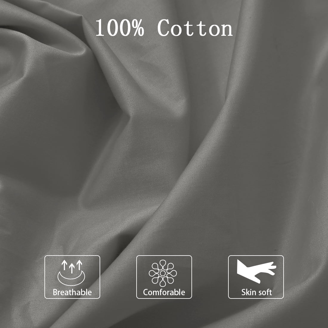 Unique Bargains Cotton Zippered Body Pillowcase Pillow Cover Dark Gray 20" x 72"