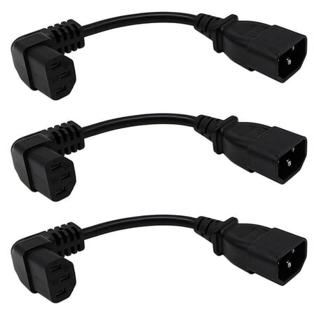 3 Pcs 18cm IEC 320 C13 3 Pin Female to C14 3 Pin Male PDU Power Supply Extension Cord for Computer LED HDTV