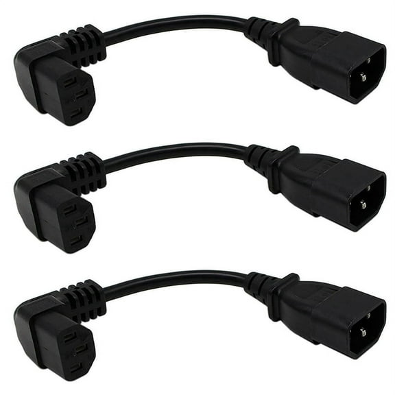 3 Pcs 18cm IEC 320 C13 3 Pin Female to C14 3 Pin Male PDU Power Supply Extension Cord for Computer LED HDTV
