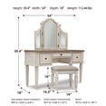 thumbnail image 6 of Signature Design by Ashley Realyn Vanity Set with 3-Panel Mirror and Upholstered Stool, Antique White/Brown, 6 of 6