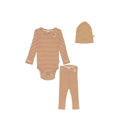 

3pcs/set Baby Infant Boys/ Girls Clothes Outfits Cotton Stripes Print Long Sleeve Romper Top+ Long Pants+ Hat Set（Newborn-12 Months）.Orange-Stripes.6-9 Months