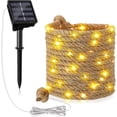 thumbnail image 1 of Cuerda de Guirnaldas de Luces Solares 15 M 200 LED Cadena de Lámpara de Estrella de Sisal Blanco Cálido 3200 K, 1 of 5