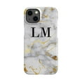 thumbnail image 1 of Personalised White x Gold Streaks Marble Initials iPhone 15 Plus Case,iPhone 15 Pro Max, 1 of 4