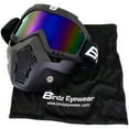thumbnail image 3 of Birdz Eyewear Skylark Motorcycle Goggles Removable Face Mask Black Frame with ReflecTech Blue Mirror Lens, 3 of 8