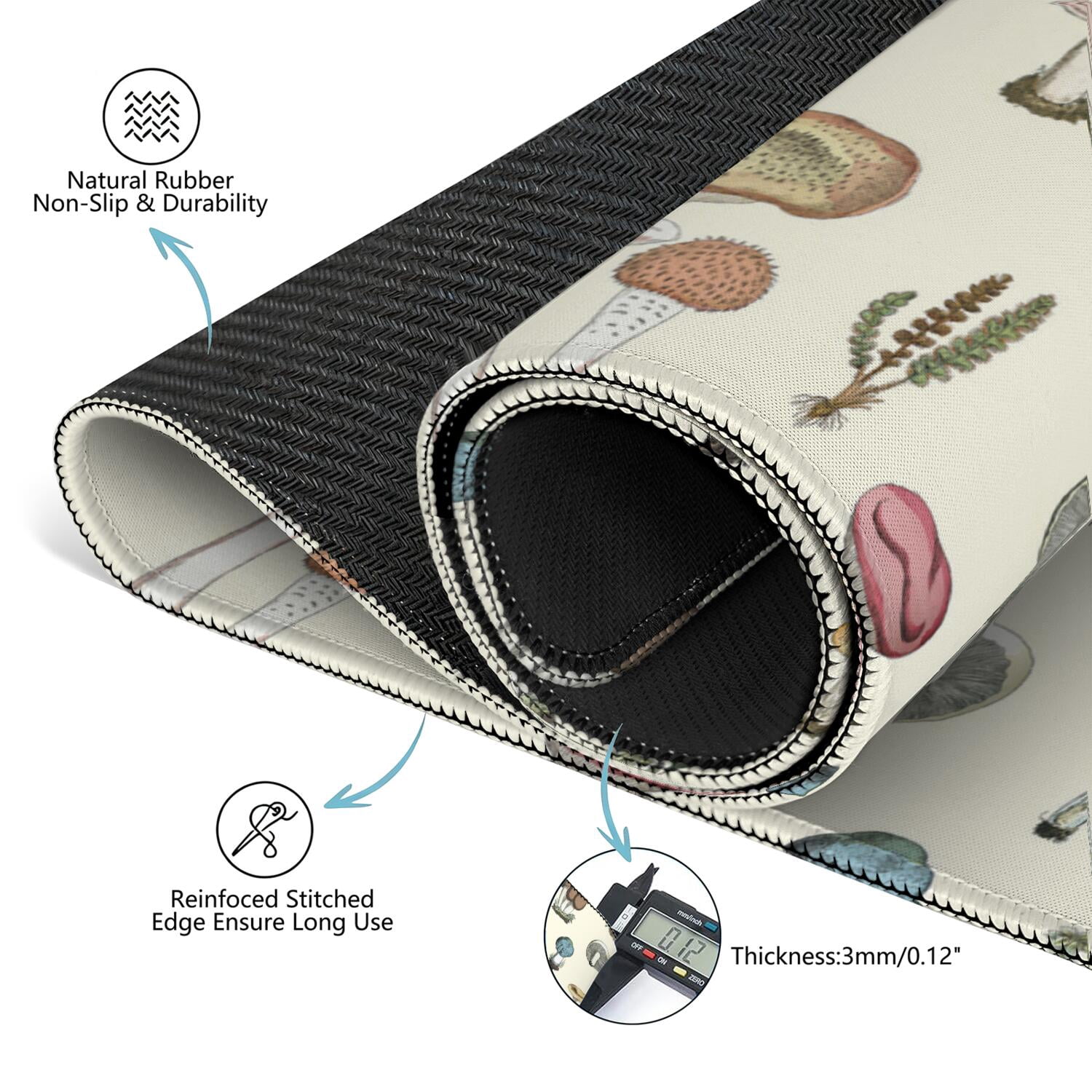 31.5 Inch Square Plants Pattern Game Mat Constructed from Rubber with Anti-Slip Backing Grip and Noise Dampening Qualities for Mahjong Board Games Card Games