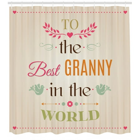 Grandma Shower Curtain Best Granny Quote With Bird Silhouettes