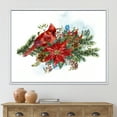 thumbnail image 2 of Designart 'Christmas Red Cardinal Bird and Poinsettia' Traditional Framed Canvas Wall Art Print, 2 of 5