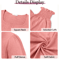 thumbnail image 5 of WellSize 3/4 Sleeve Womens Plus Size Tops Dressy Square Neck Casual Blouses Smocked Cuffs Summer Shirts, 5 of 7