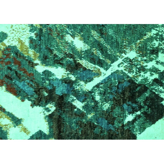 Ahgly Company Machine Washable Indoor Rectangle Abstract Turquoise Blue Modern Area Rugs, 2' x 3'