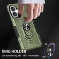 thumbnail image 2 of Phone Case for iPhone 16 Case, iPhone 16 Phone Case Built in 360 Rotating Ring Stand, Luxury Heavy Duty Armor Hard PC Soft TPU Slim Phone Case for iPhone 16 - Green, 2 of 10