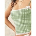 thumbnail image 6 of Yunliwuli Women's Plaid Crop Cami Tops Sleeveless Tiny Bow Front Camisole Lace Trim Tank Tops, 6 of 8