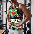 thumbnail image 5 of Zufioo I Love With Autism Print Men's Vest, Sleeveless Quick-drying Muscle T-shirt, Suitable for Sports Fitness, Home Leisure Wear-XX-Large, 5 of 7