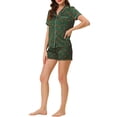thumbnail image 4 of INSPIRE CHIC Womens Short Sleeve Notch Collar Piped Button Down Sleepwear Polka Dots Pajama Sets Medium Green, 4 of 7