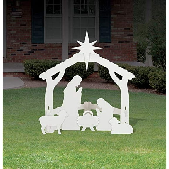 Front Yard Originals White PVC Nativity Scene, 47" x 50"