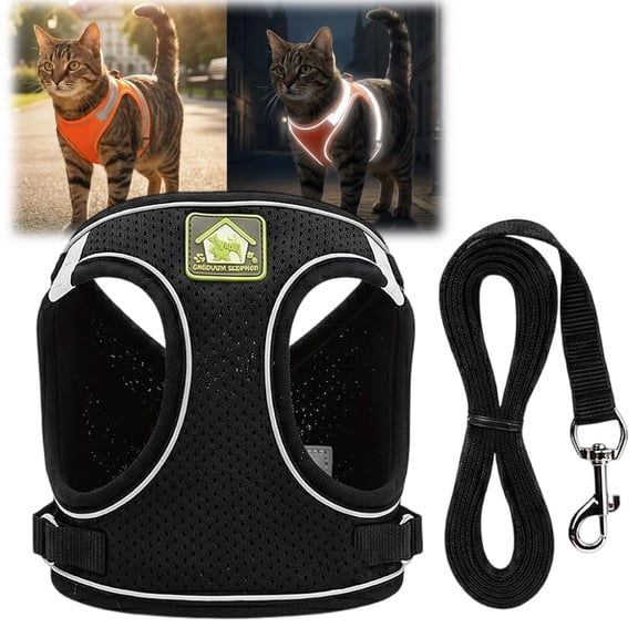 Cat Harness and Leash, Escape Proof Breathable Vest with Reflective Strip Step in Design for Outdoor Walking Travel
