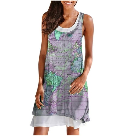 

Wedding Guest Dresses for Women Valentines Dress for Women Women s Summer Dress Floral Print Sleeveless Tank Dress Flowy Dresses Savings Clearance Deals Summer Dresses Girls Dresses Purple M