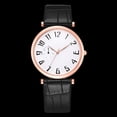 thumbnail image 2 of Reloj de cuarzo elegante e informal para hombres y mujeres con correa de cuero PU, esfera blanca y oro rosa, esfera grande, 2 of 3