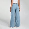 thumbnail image 5 of Wutalume High Waisted Jeans for Women Drawstring Wide Leg, Adjustable Loose Straight Cut Denim Pants for Casual Comfort,Light Blue S, 5 of 5