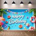 thumbnail image 4 of Colorful Design Happy Birthday Banner Tropical Theme Summer Pool for Birthday Party Outdoor Event Kids Celebration, 4 of 6