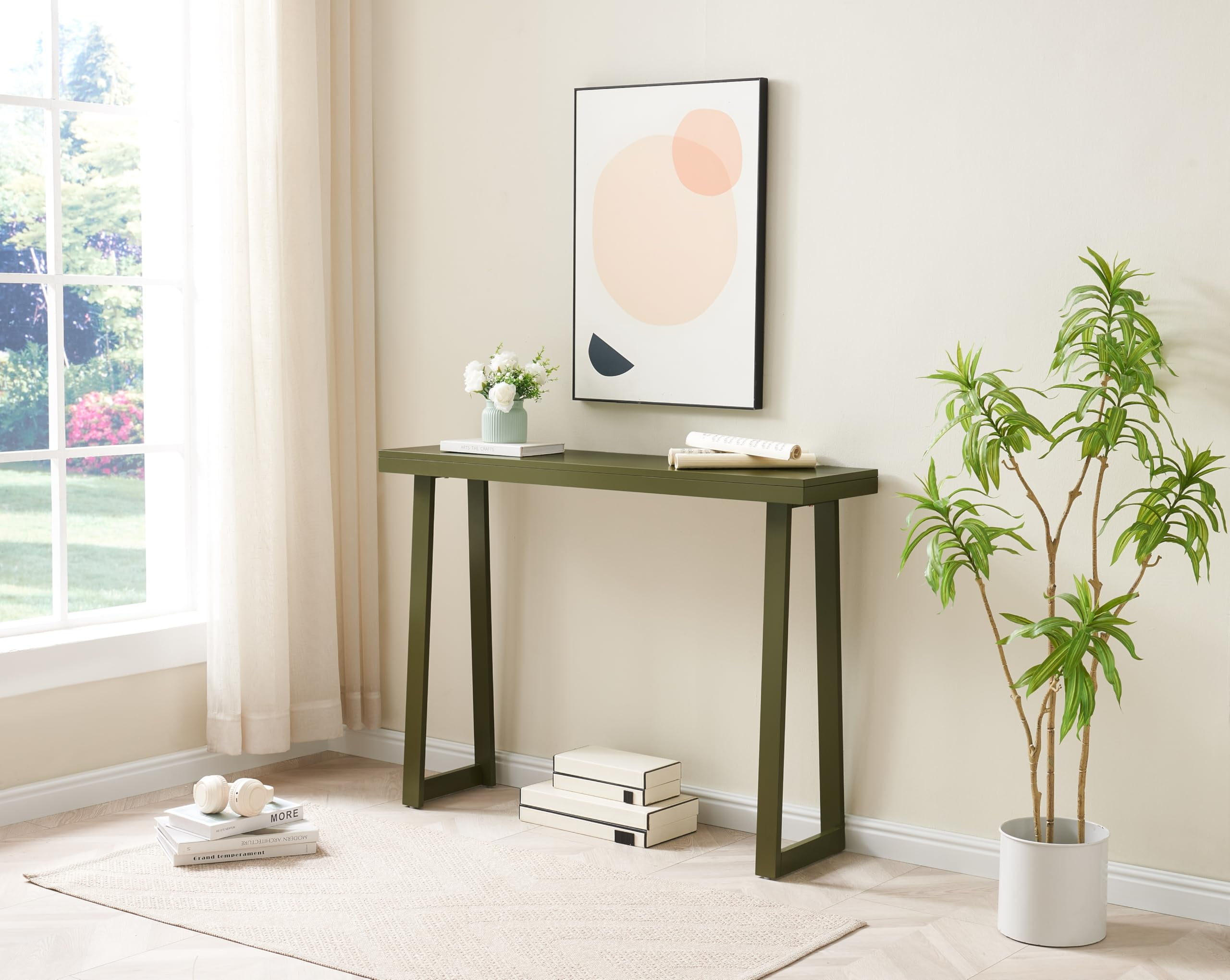 Kings Brand Furniture Claude 36-Inch Console Entryway Table, Narrow Sofa Table for Behind Couch, Hallway, Bedroom, Living Room, Foyer, Avocado